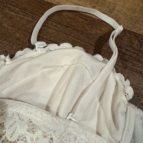 Medium White Lace Underwire Corset Top Removable Straps Adjustable Coquette READ - Picture 3 of 11